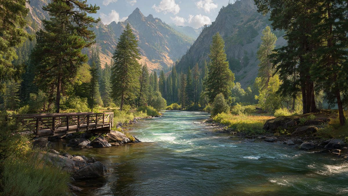 Wenatchee River flowing through the valley