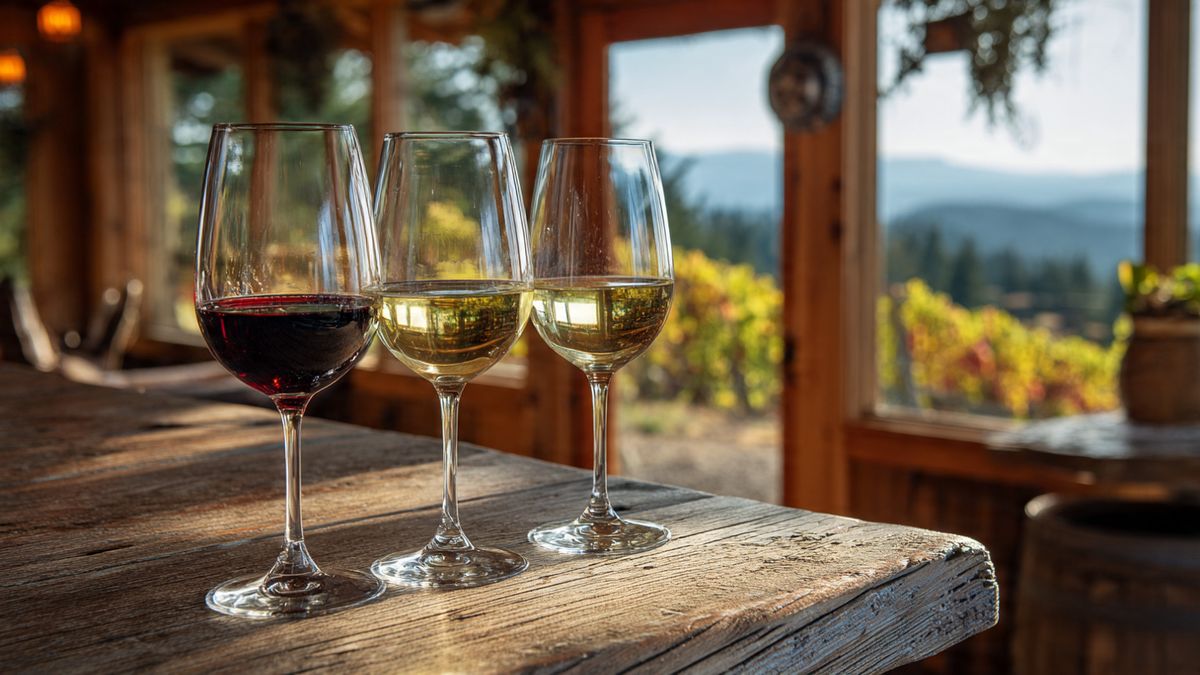 Wine tasting with mountain views
